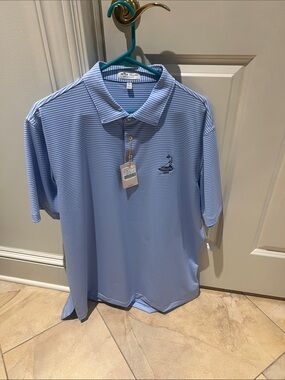 Peter Millar Pinehurst  Sky Blue Micro-Stripe Polo